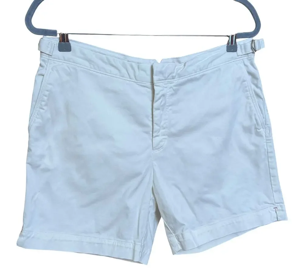 Orlebar Brown Bulldog Tailored Shorts White Size 32 Cotton Stretch Made Portugal